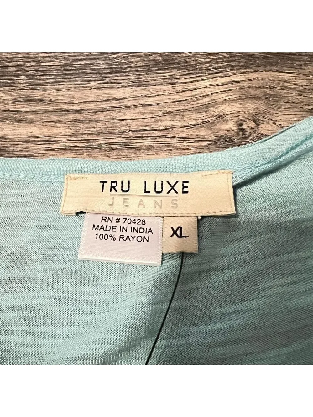 NWT Tru Luxe Jeans Top in Aqua with Metalic thread. Size XL - Picture 7 of 8